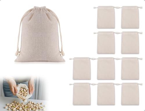 OHYANYAO 10 Bolsitas De Algodón Pequeñas,Bolsas De Tela Con Cordón,Bolsas Para Rellenar,Envases Reutilizables De Lino Y Algodón,Para Lavanda,Joyas,Juguetes Y Frutas