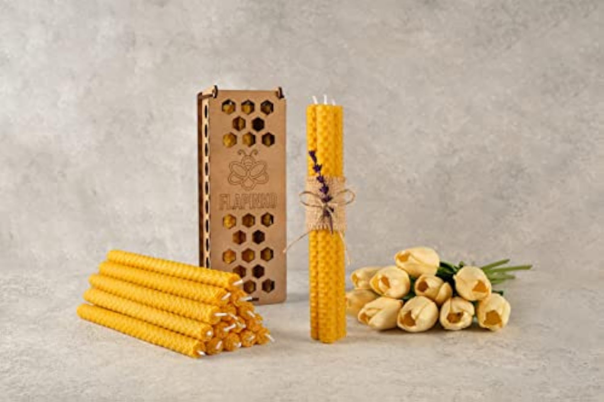 Beeswax Candle Set Taper Handmade, 12 pcs Slightly Narrow