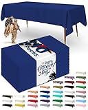 Pureegg Plastic Table Cloth Disposable 10 Pack, 54 x 108 Inch Table Cloths, Patriotic Decorations, Thanksgiving, Veterans Day Tablecloths, Rectangle, Plastic Cover, Leakproof & Sturdy, Navy Blue