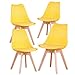 BenyLed Set di 4 Sedie da Pranzo Moderne, con Seduta Imbottita e Gambe in Legno di Faggio, Ideali per Sala da Pranzo, Cucina, Soggiorno, Camera da Letto, Giallo