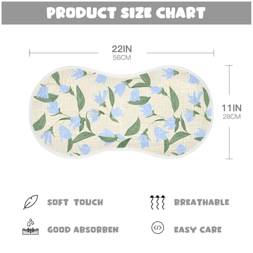 4 Pack Baby Burp Cloths, Soft Absorbent Burping Cloths for Babies, Cotton Milk Spit Up Rags, Large Size for Newborns, Baby Boys and Girls (Blue Floral Beige)4