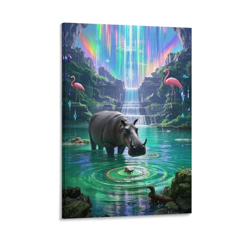 Impression sur toile d'hippopotame moderne pour décorer le salon