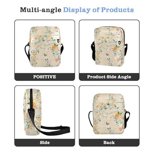KLL Orange Flowers mens messenger bag crossbody Vegan Leather crossbody bag Casual Woman Handbag Shoulder Strap4