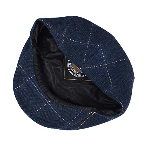 Image of VOBOOM Men's Herringbone Flat Ivy Newsboy Hat Wool Blend Gatsby Cabbie Cap