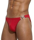 Men Low Waist Swimwear Summer Beach Bikini Swim Briefs Board Surf Bathing Bottom Fashion Hook and Ring Solid Swimsuit