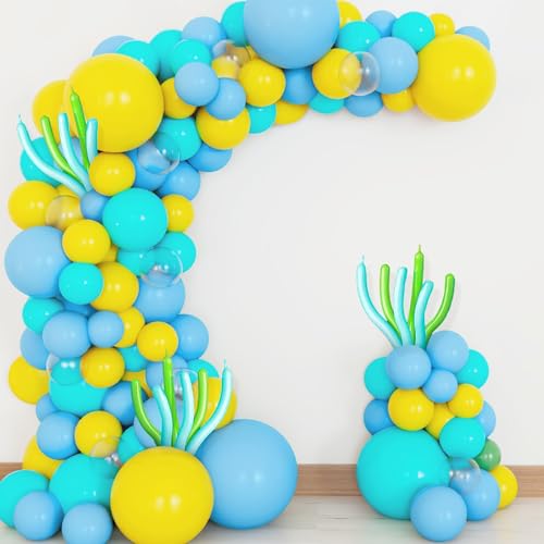 KatchOn Blue Teal Yellow Balloons Arch Kit, Pack of 117