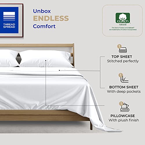 100% Cotton Twin Size Sheet Set - 3 Piece Set - Hotel Luxury Bed Sheets - Deep Pockets - Easy Fit - Sateen Weave Breathable & Cooling Sheets - 400 Thread Count White Bed Sheets - Twins Sheets #TOP2