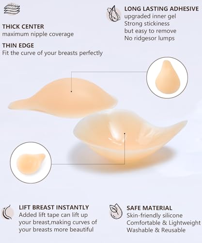 Image of Bontierie Nipple Covers Sticky Push up Bra Added Lift Seamless Ultra-Thin Pasties Women Adhesive Bras