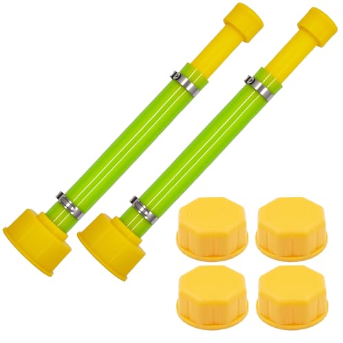 Glowentix 2 PCS 10.9'' Gas Can Spout Replacement and 4 PCS Yellow Gas Cap, Compatible with Midwest Scepter Gas Cans Fit for 1/2/5/10 Gallon Fuel Jugs that feature 1.75''-1.8''