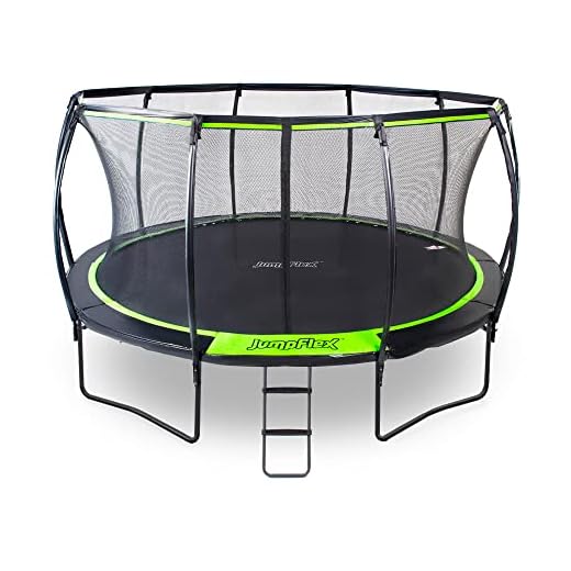 Jumpflex Flex150 15 Foot Trampoline for Outdoors with Full Net Enclosure and Ladder, Max Weight of 550 Pounds, Made with High Tensile Springs, Black