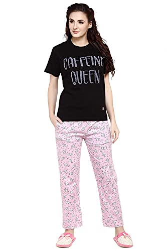 Image of Evolove Women's Cotton Round Neck Short SleevesNight Suit Set /Top Pyjama Set Super Soft Comfortable (Nightsuit-Round-HS-4)