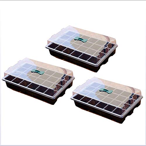 Samenstarter-Tabletts 24-Zellen Sämling Tray-Pflanze Kindergarten-Tablett Mit Deckeln Und Einstellbaren Lüftungslöchern Für Treibhauspflanze Keimung Wachsen 3 Packung Cover