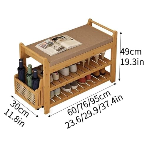 Banc de rangement pour chaussures avec coussin de siège pour petits espaces - 2