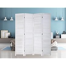 MKDLUFEI 4 Pannel Wooden Room Dividers and Folding Privacy Screens 5.58 Ft Tall Room Dividers for Rooms Home Office Bedroom Restaurant, Room Divider Wall Dressing Screen White