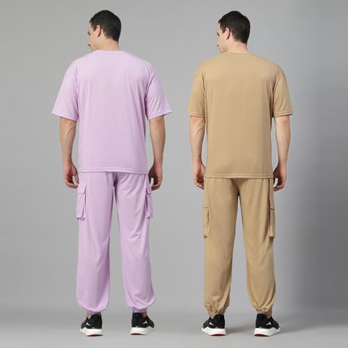 Image of CHKOKKO Men Printed Casual Summer Wear Coords Stylish Gents Cord Set Half Sleeves Co Ord Track Suit Round Neck Western Co-ord Set