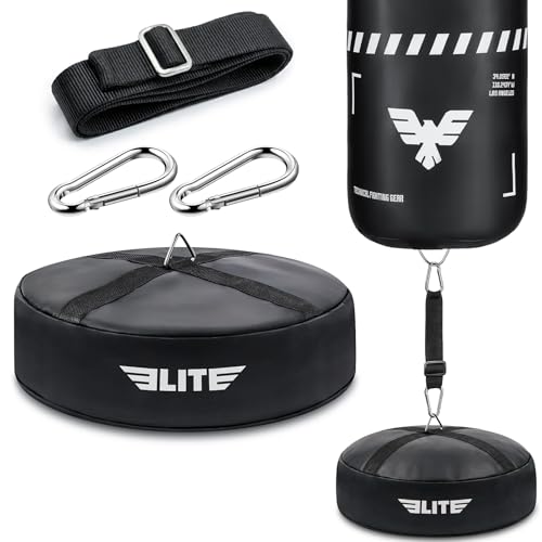 Elite Punching Bag Floor Anchor Heavy-Duty Double End Weight Bag, Waterproof Boxing Bag Anchor Stand Kit Equipment, 18-28” Adjustable Straps, Home Gym MMA, Muay Thai, Kickboxing Training Accessories