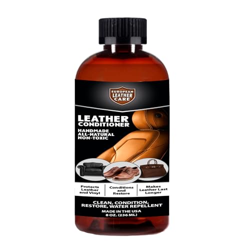 European Leather Care Leather 8 oz Conditioner for Leather Couch, Furniture, Shoe, Leather Jacket, Purse, Boot Cleaner, Leather Conditioner Car Leather Cleaner Leather Repair Restorer All Natural USA