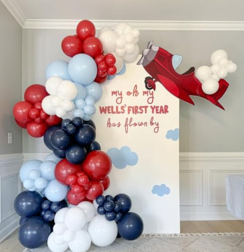 Image of HILAVO Red Blue White Balloons 60 PCS Navy Light Blue Red White Balloon | Baseball Nautical Birthday Party Britain Patriotic Labor Memorial Day 4th of July Independence Day Decorations