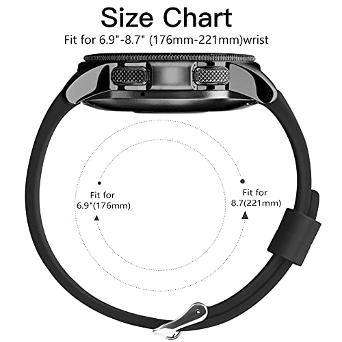 Mastten 22mm Silicone Strap Compatible With Samsung Galaxy Watch 46mm /Galaxy Watch 3 45mm /Gear S3 Frontier/Classic, Soft Silicone Sport Wristband Replacement Straps For Men Women