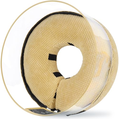 Didopet Soft Inflatable Dog Cone for Surgery Recovery, Protective Dog Donut Collar with Shield to Stop Licking Wounds, 2-in-1 Patented Comfort Blow-Up Collar (Khaki, XL)