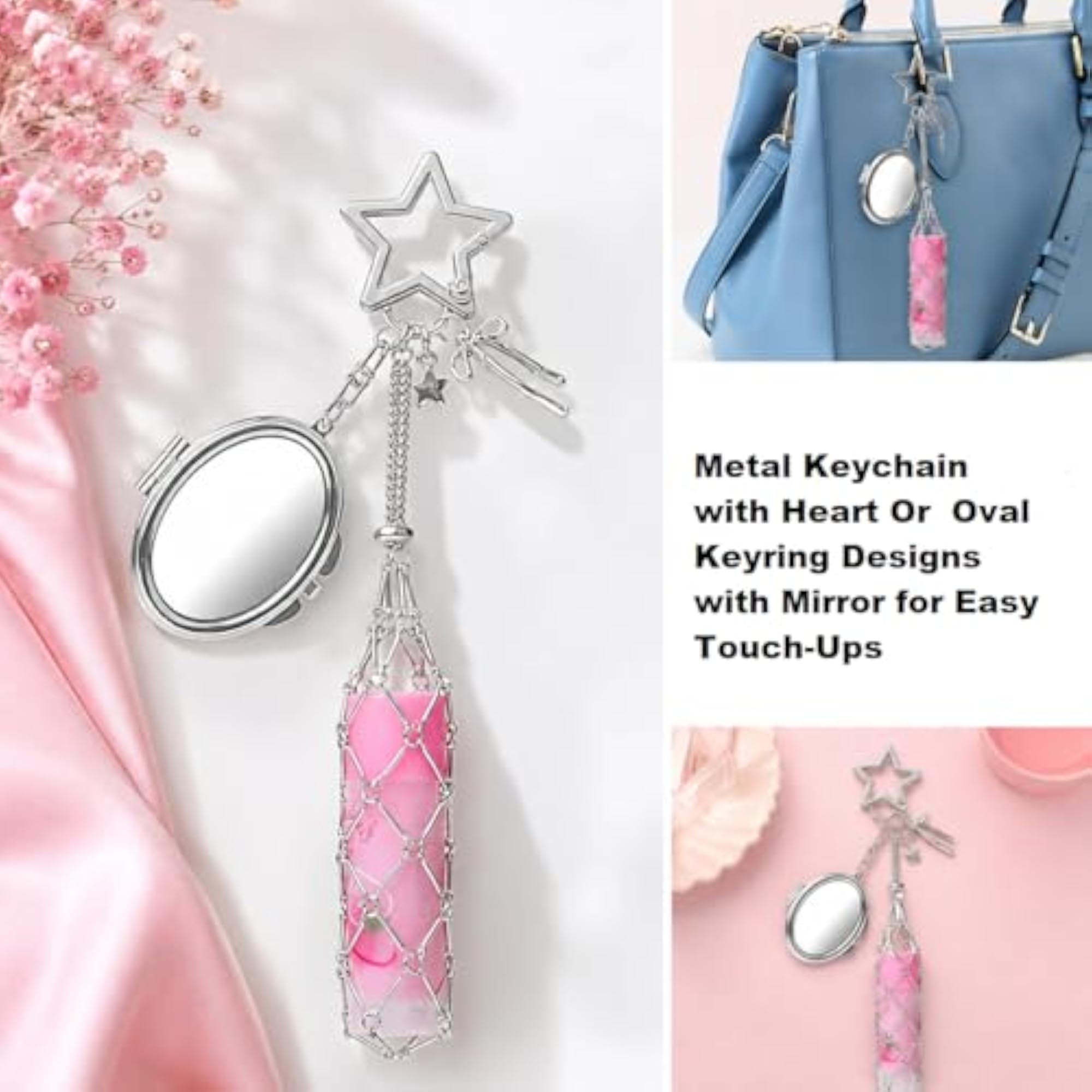 Lip Balm Holder Keychain with Mirror for Women