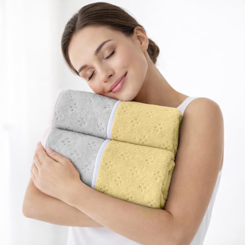 Image of MAXOSHINE Microfiber Towels for Bath Large Size-Reversible Bath Towel for Men and Women-Soft Coral Fleece Towel with Hook 600 GSM Quick Dry Super Absorbent-70 x 140 cm