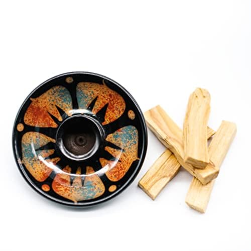 Palo Santo Holder With 4 Palo Santo Sticks | Ceramic Sage Smudge Kit | Incense Holder For Sticks | Authentic Chulucanas Peruvian Pottery | Aroma Incense Burner Holder | Ideal Home Decor For Spirituals #TOP1