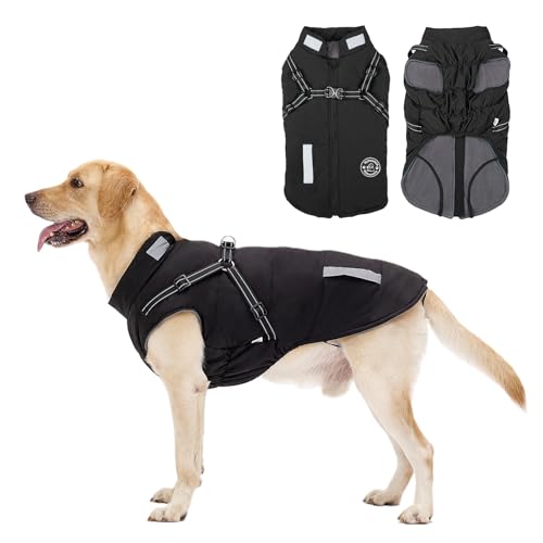 Dog Coat: Warm Dog Jacket Dog Winter Coat - Dog Fleece Jacket with Harness Built in, Dog Cold...