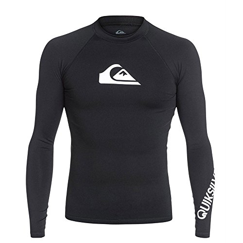 Quiksilver Men's All Time Long Sleeve Surf Tee Rashguard, Black, X-Large