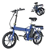 MERITLINE Electric Bike for Adults with Peak 500W Motor, Folding Electric Bikes with 42V Removable Battery, Up to 15.5 MPH & 20 Mile Range, 16' Tires and Front Fork Suspension