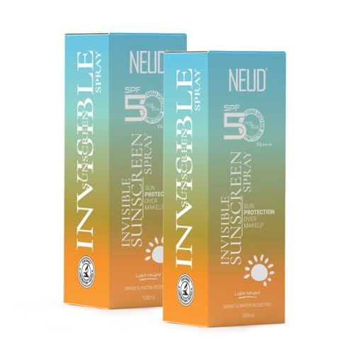 Image of NEUD Invisible Sunscreen Spray SPF 50++++ Waterproof, For Uva /B Sun Protection, Tan Removal, Pigmentation, No White Cast, Lightweight & Quick Drying, For Men & Women - 100ml Each, Pack of 2