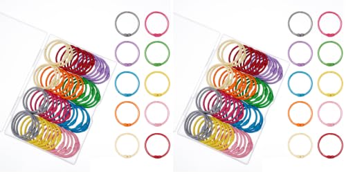 Image of Antner 50PCS Metallic Loose Leaf Binder Rings 1 1 /5 Inch Colorful Book Rings, Metal Steel Paper Rings Keychain Key Rings Index Cards Notebook Rings for School Office, 10 Colors (Pack of 2)
