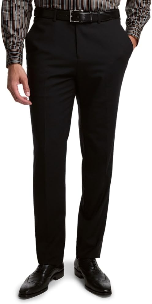 Paul Fredrick Men's Wool Stretch Bengaline Flat Front Suit Pants - Image 2