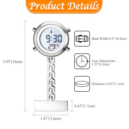 Image of JewelryWe Men Women Digital Clip Watch Mini Microlight Backpack Buckle Belt fob Watches for Rock Climbing Doctors Nurses Chefs for Mother's Day