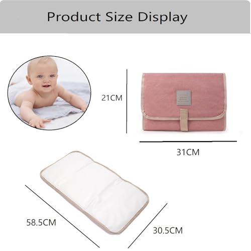 Portable Foldable Nappy Changing Pad - Waterproof Travel Changing Mat for Newborns & Infants, Pink