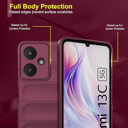 Image of amazon basics Back Case Cover for Mi Redmi 13C 5G | Compatible for Mi Redmi 13C 5G Back Cover | Liquid Silicon Magic Case with Camera Protection | Plum