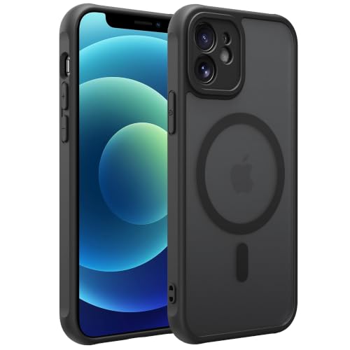 Image of for iPhone 12 Case [Compatible with Magsafe] Translucent Matte Phone Cover, [10 FT Military Grade Drop Protection] Slim Durable Shockproof Protective Bumper (Black Magnetic, iPhone 12)