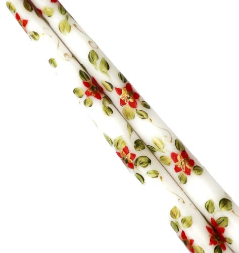 Elegant Decorative Long Hand Painted Red Poinsettia Taper Candles Christmas Decor Xmas Holiday Table Decorations Goddess Arts Collection Originals