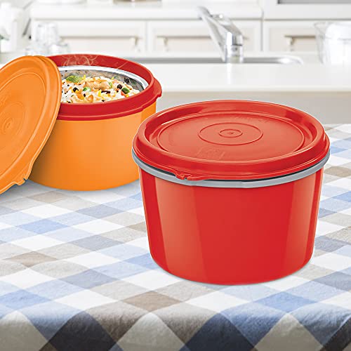 Image of MILTON Microwow Stainless Steel Lunch Container, 500ml, Red