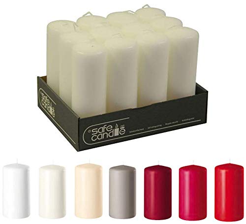 Lot de 12 bougies piliers blanches 15x5 cm pour votre décoration de table