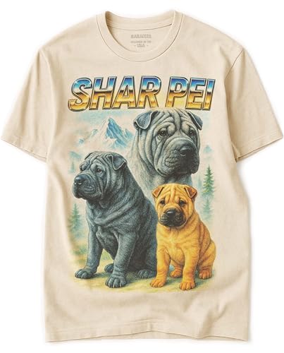 BABATEES Shar Pei Heavy Metal Tshirt for Dog Mom & Dad 100% Natural Undyed Cotton for Men & Women