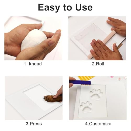 XHYASD Pfotenabdruck Set Hund,Pfotenabdruck Set Katze,Hundepfoten Abdruck Machen,Pfotenabdruck Set Hund mit Bilderrahmen,Pfotenabdruck Set Katze mit Bild,Baby Abdruckset,Baby Fussabdruck Set