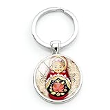 Material: Legierung, Glas. Traditionelle russische Puppe Schlüsselanhänger Matroschka Japan Puppenbild Glassteine Schlüsselanhänger Kette Halter Anhänger