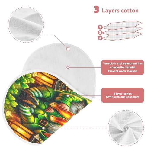 Gnomes St Patricks Leaf Baby Burp Cloths Absorbent Muslin Soft Burp Cloth Rags Cotton Burp Clothes for Unisex Boy Newborn Girl 1 Pack 22x11 Inches3