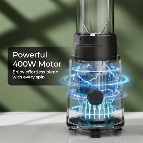 Image of Lifelong Nutri Blender with 2 Jars (300ml, 500ml) | 450W Motor, 2 SS Blades(4 & 2 Leaf), 2 Lids(Strong & Sprinkler), Leak Proof Jars for Blending, Mixing, & Grinding Juice, Smoothie, Chutney, & Masala