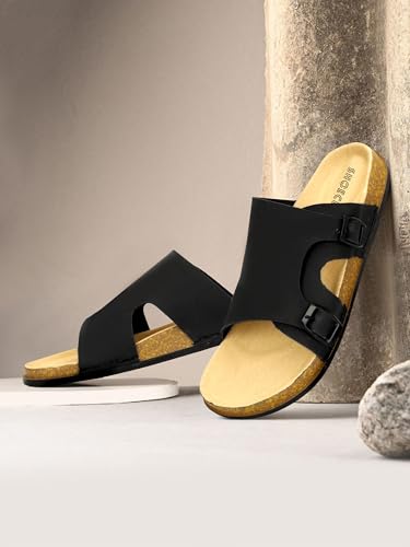 Image of Men Full Cover Double Buckle Slippers | Covered Slip-On Sandals for Men | Comfortable Footwear | Adjustable Strap Rubber Sandals | Anti-Slip Sole Slippers