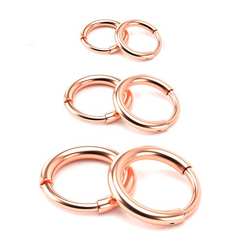 Surgical Stainless Steel Hoop Earrings - Endless Small Hoop Earrings Set for Men Women, Hypoallergenic Tragus Cartilage Sleeper Earrings(8/10/12mm)