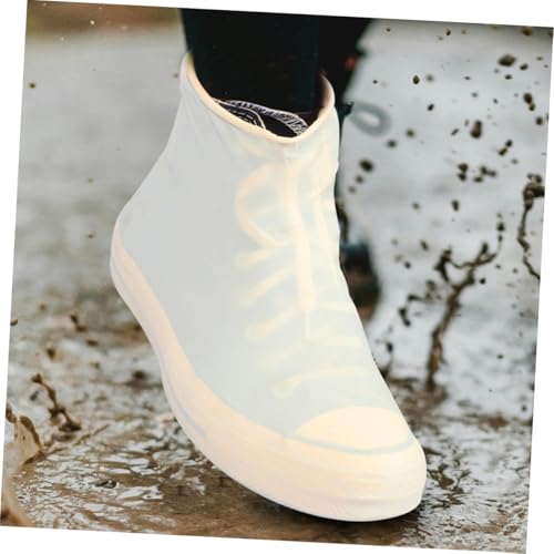 2 pares de fundas para zapatos de silicona reutilizables para hombre y mujer, diseño antideslizante para actividades al aire libre en clima lluvioso, botas de lluvia ligeras y portátiles miniatura 5