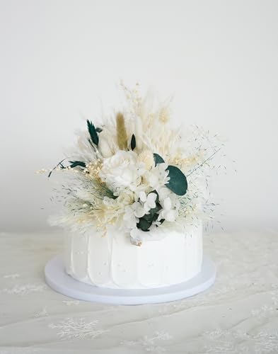 Adorno floral para torta de boda blanco y verde miniatura 2