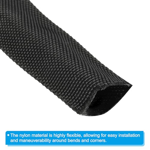 PATIKIL 1.1" Dia 3.3FT Nylon Protective Hose Sleeve, Cable Cover Sheath Protection for Welding Tig Torch Hydraulic Hose Black - Image 3